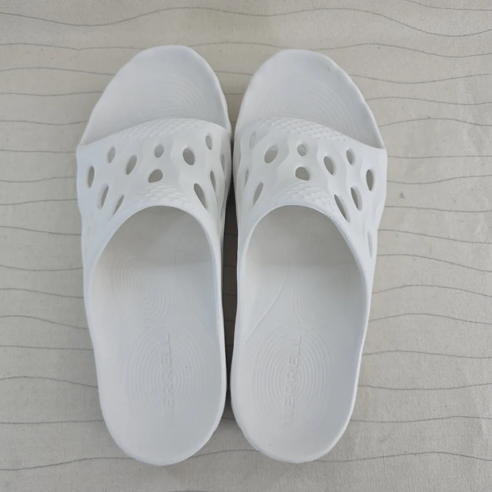 Merrell Unisex Hydro Slide Slip On White Lightweight Slide Sandals Sz 8.5 M/10 W